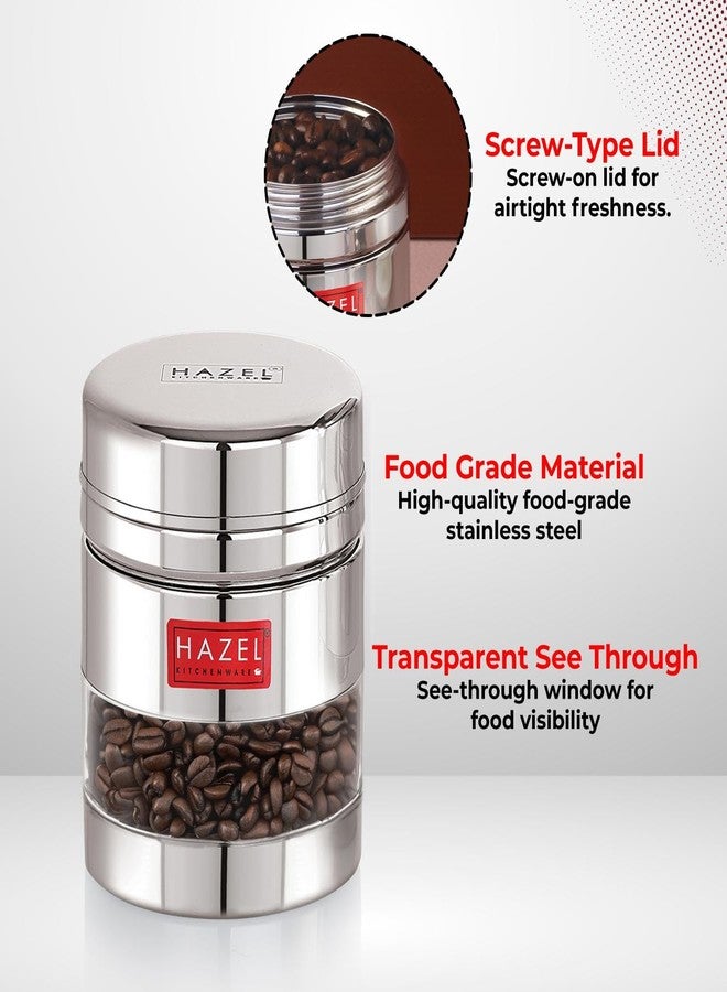 هايزل علبة تخزين شفافة من الفولاذ المقاوم للصدأ من هازل | علبة تخزين محكمة الإغلاق للمطبخ، 400 مل - Image 4